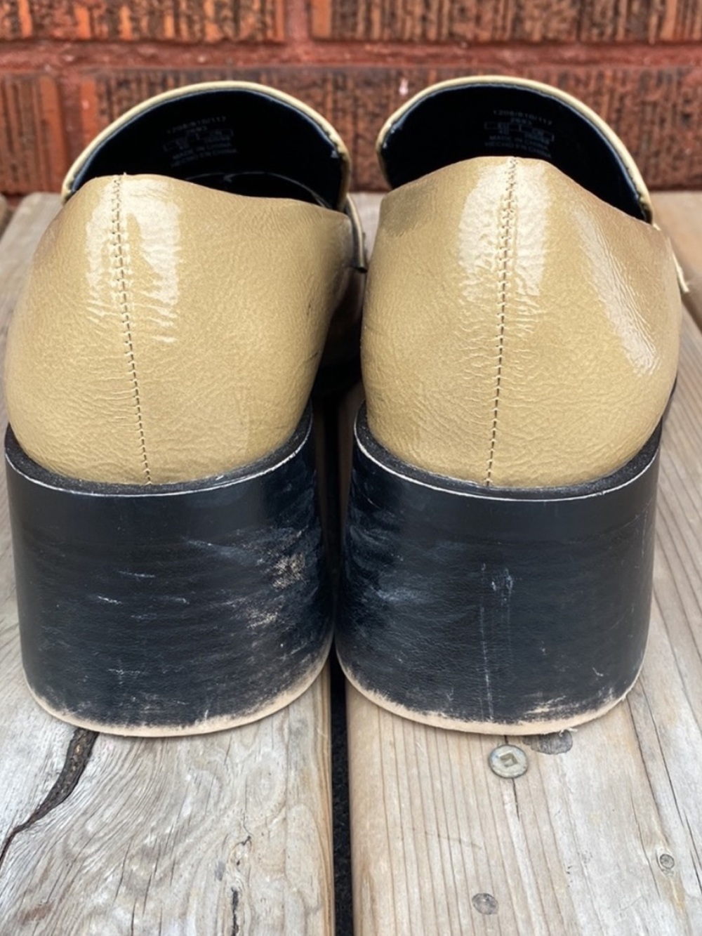 Zara Patent Tan Square Toe 1960s Style Loafers! Size 40, 8.5 to 9 - Picture 5 of 5
